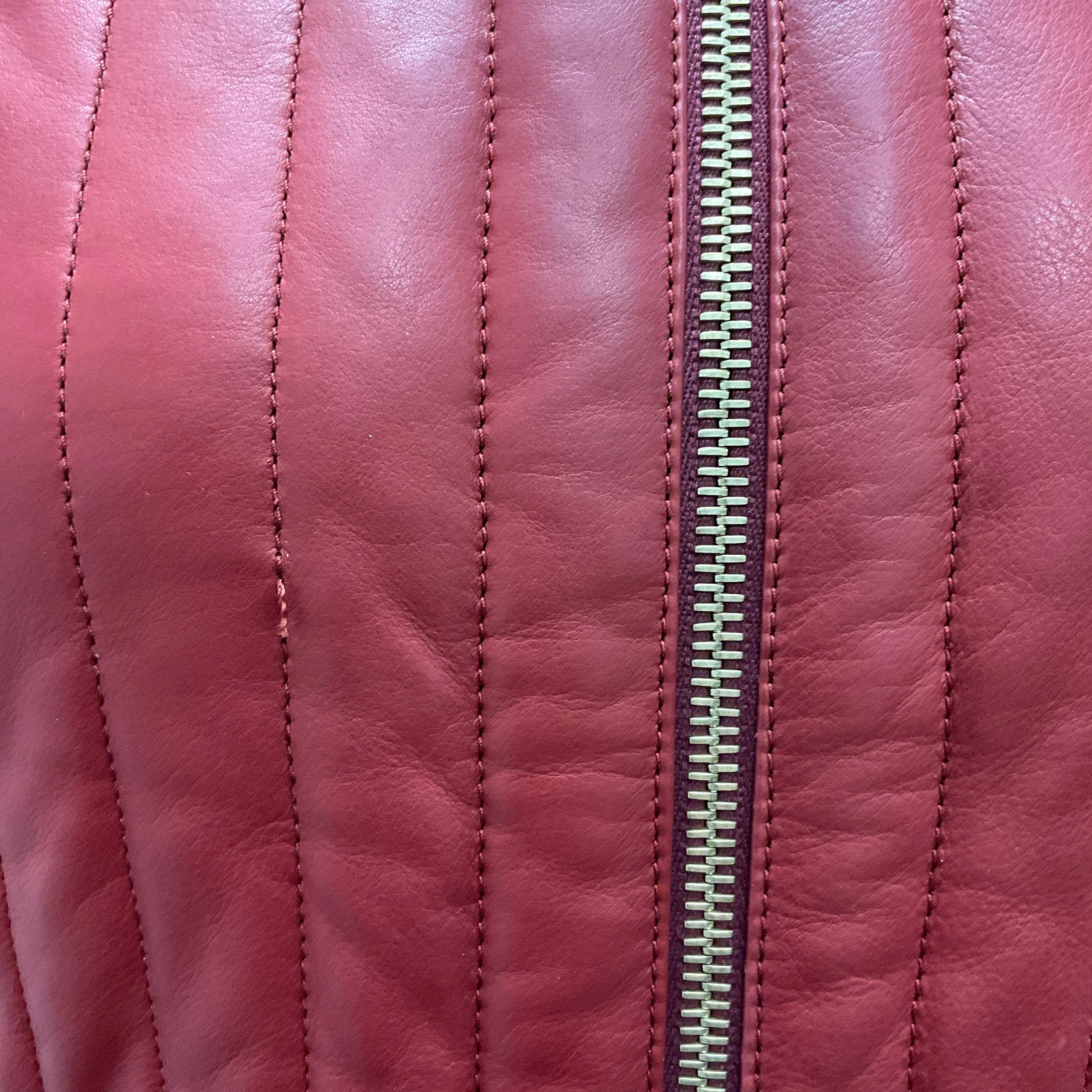 Hermes Deep Red Quilted Calfskin Leather Jacket