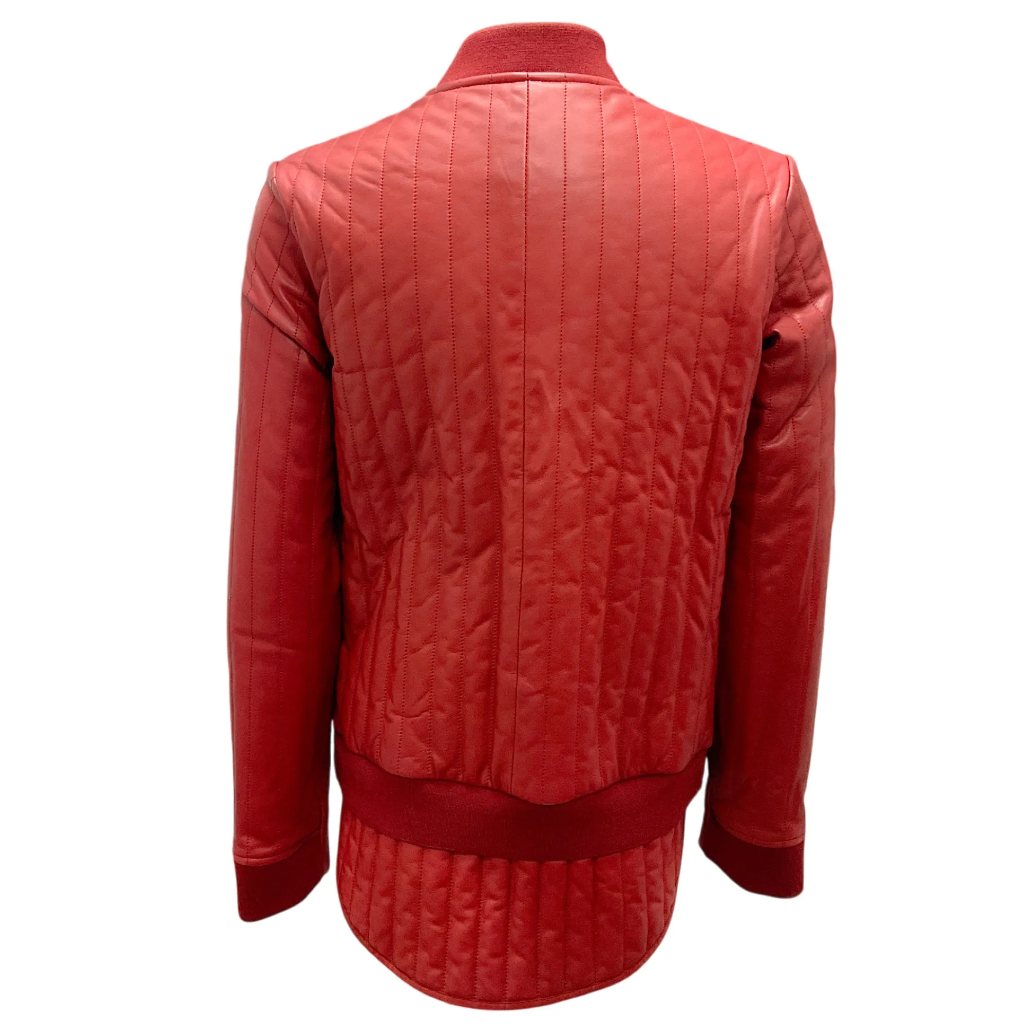 Hermes Deep Red Quilted Calfskin Leather Jacket