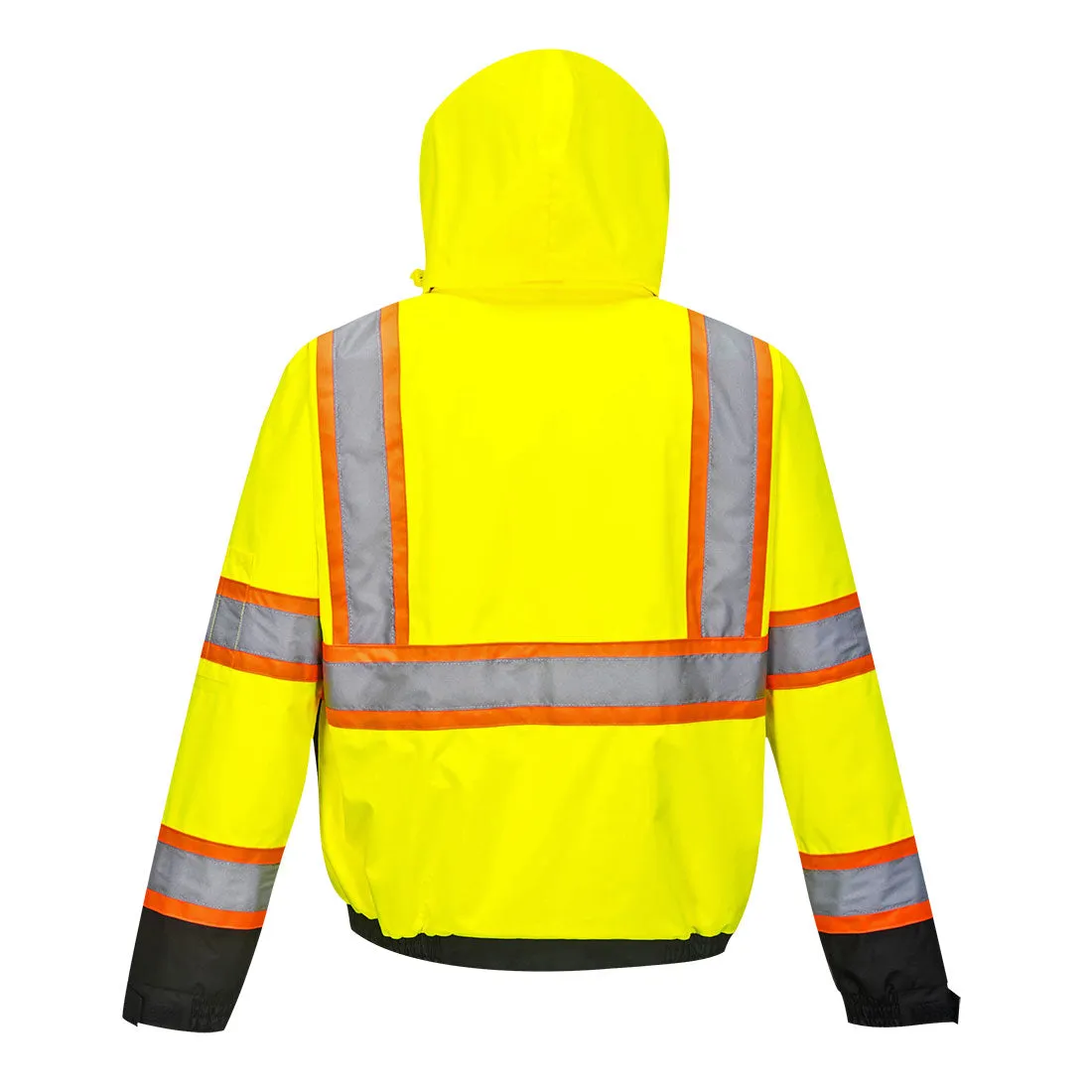 Hi-Vis 2-in-1 Contrast Tape Bomber Jacket - Durable Safety Gear for Low-Light Conditions, Versatile Workwear for Professionals
