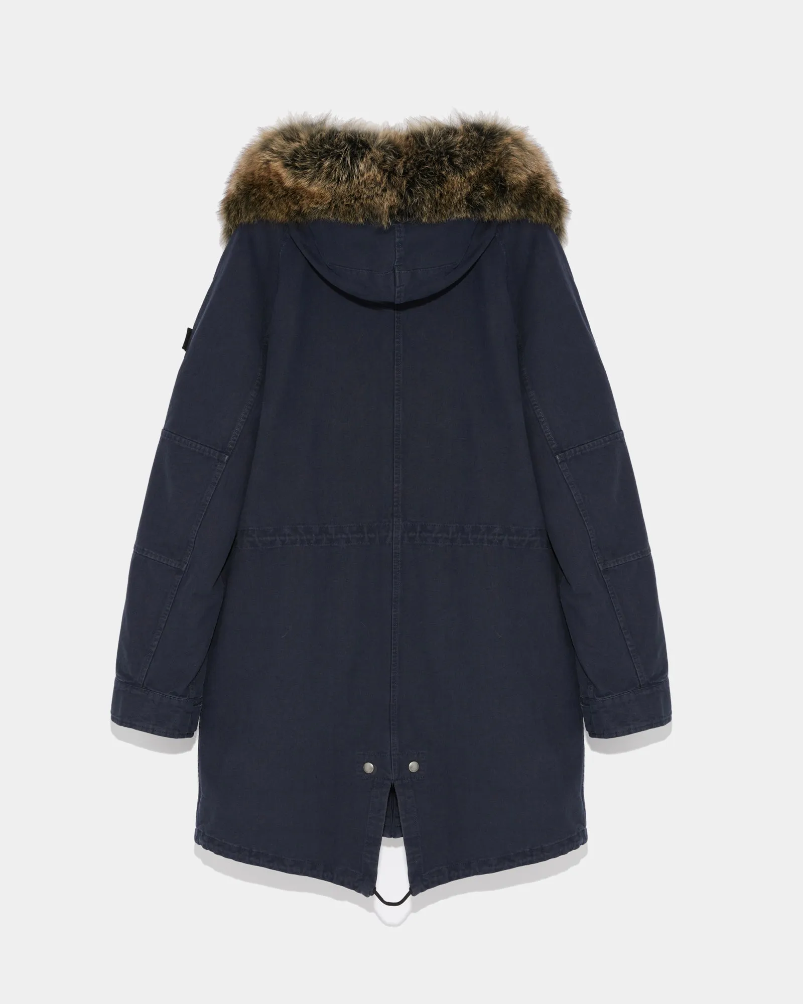 Hooded cotton parka with fox fur