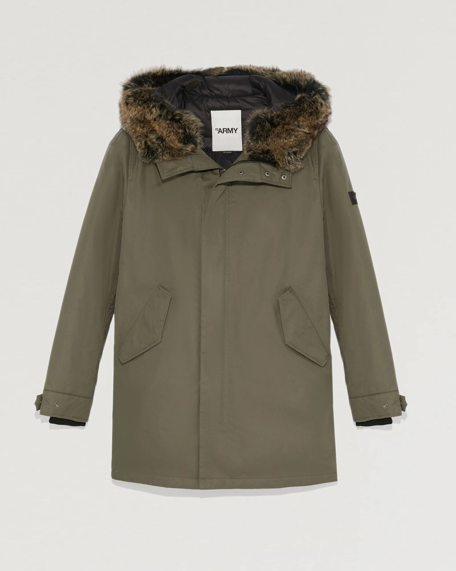 Hooded parka with fox fur