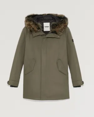 Hooded parka with fox fur
