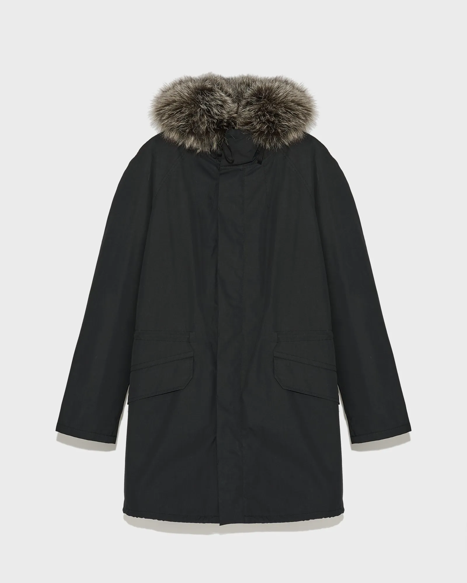 Iconic parka in technical cotton with fox and rabbit fur