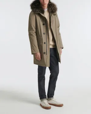 Iconic parka in technical cotton with fox and rabbit fur