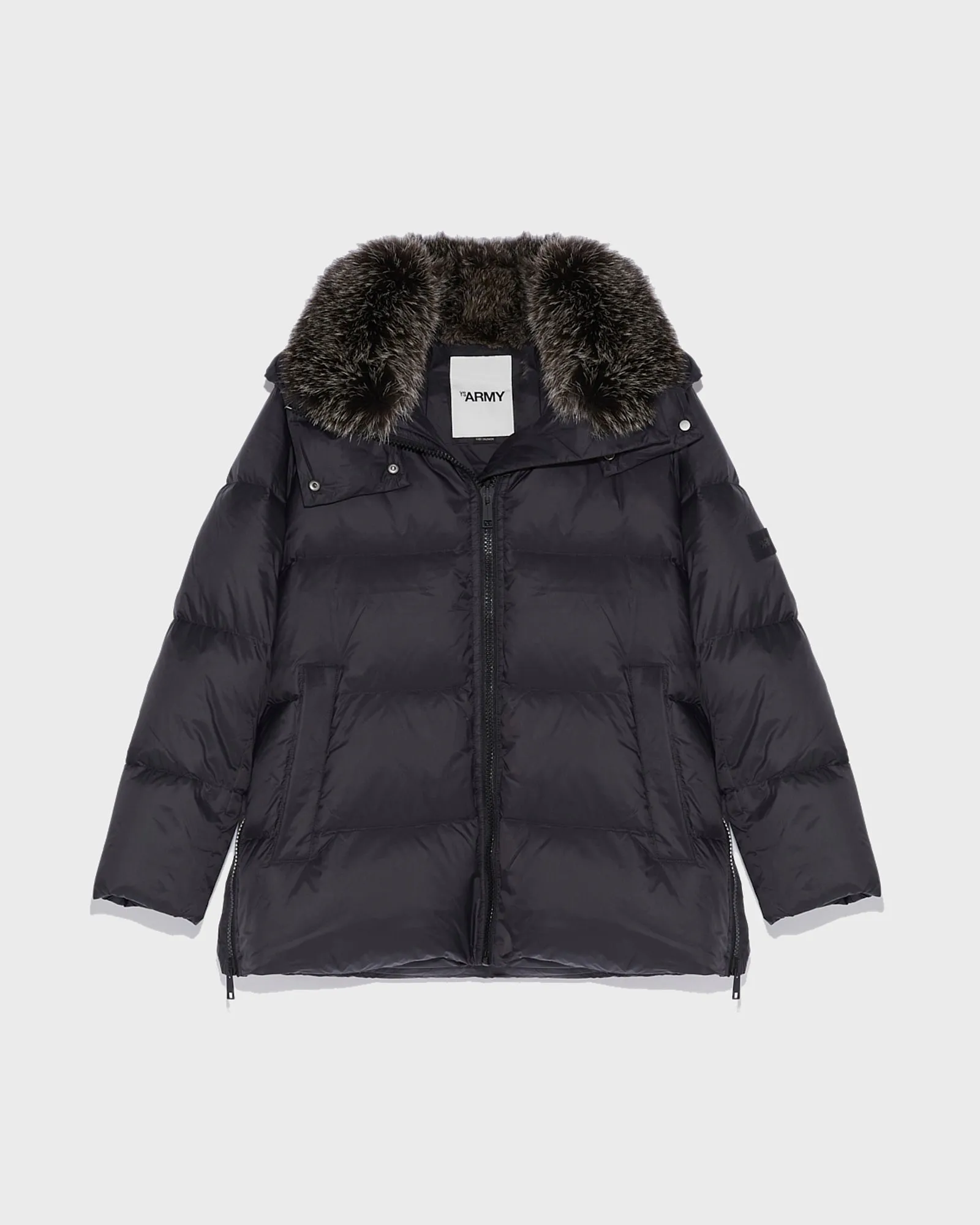 Iconic "A" line down jacket with fox fur collar