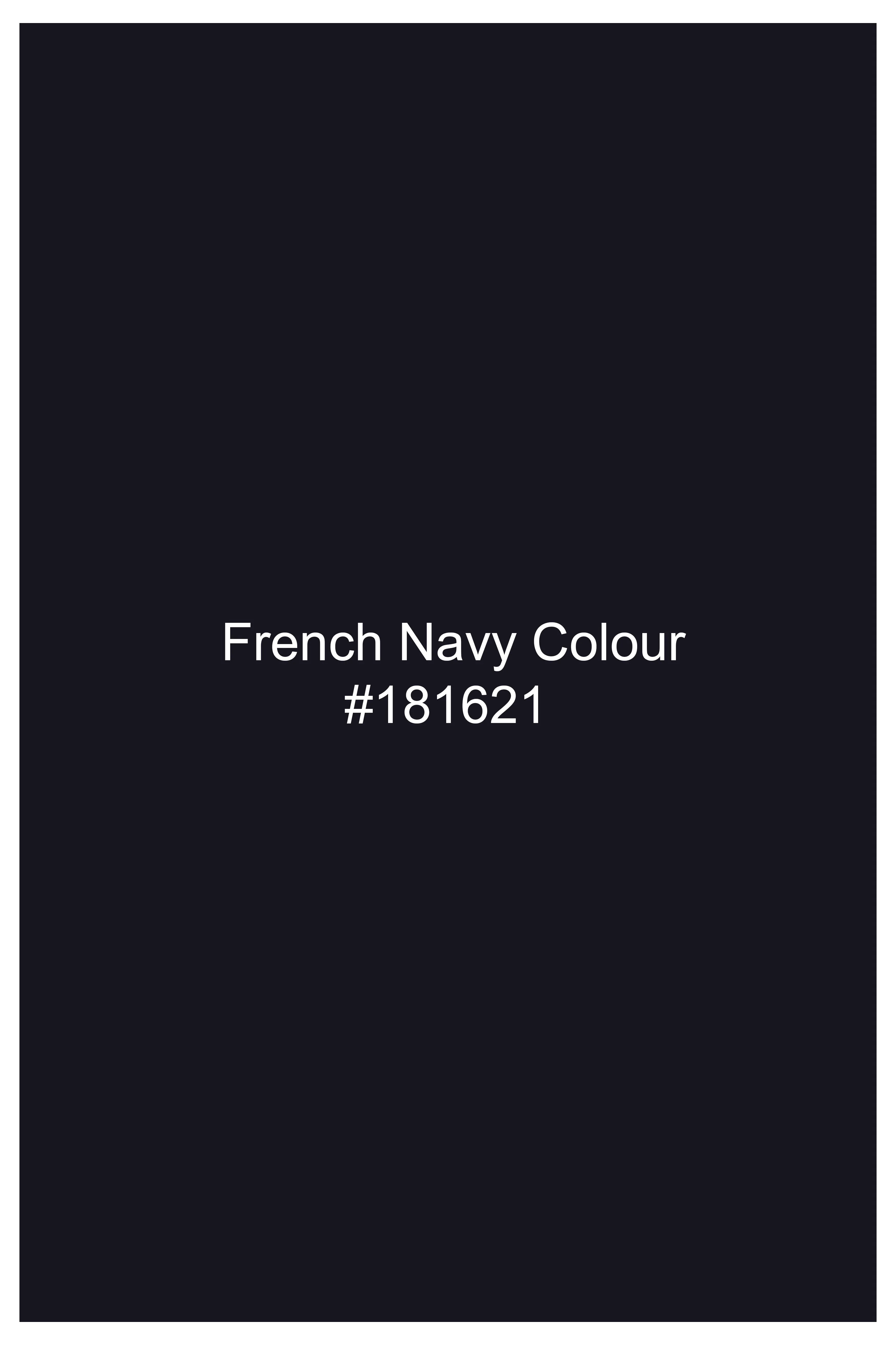 Indigo Prestige-French Navy Textured Wool Rich Nehru Jacket