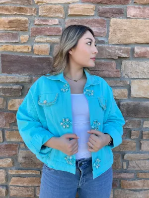 Isabel Turquoise Denim Jacket
