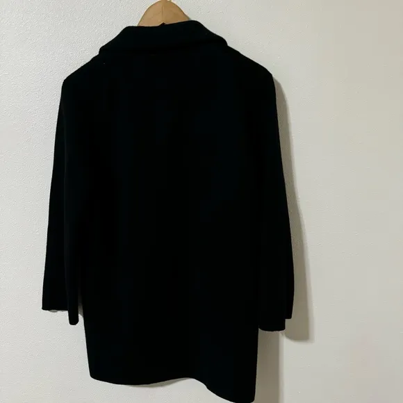 J Crew Merino Wool Open Front Sweater Blazer Black Longline-Small