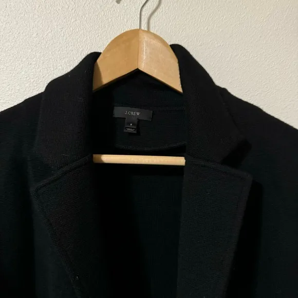 J Crew Merino Wool Open Front Sweater Blazer Black Longline-Small
