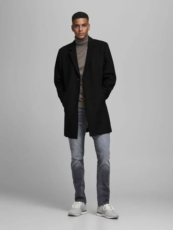 Jack Jones Moulder Wool Coat Black