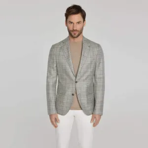 Jack Victor Grey Plaid Midland Wool and Linen Blazer