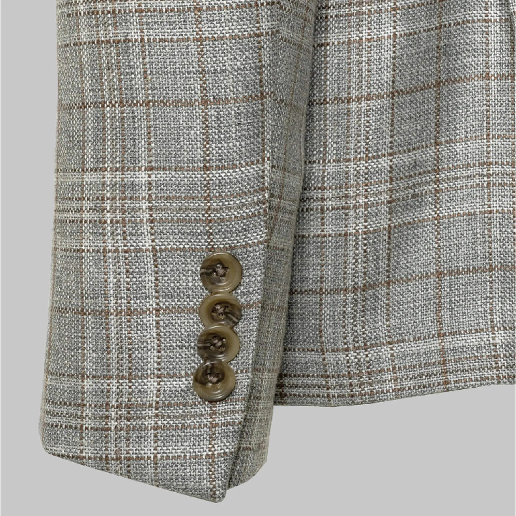 Jack Victor Grey Plaid Midland Wool and Linen Blazer