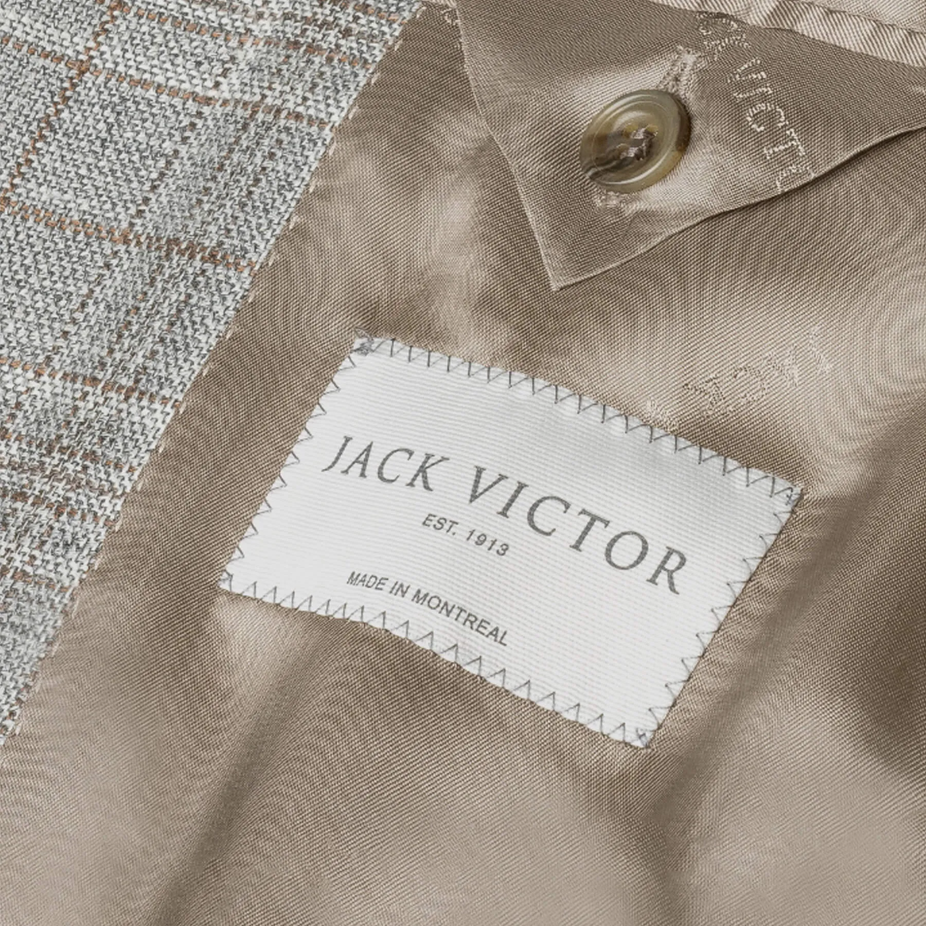 Jack Victor Grey Plaid Midland Wool and Linen Blazer