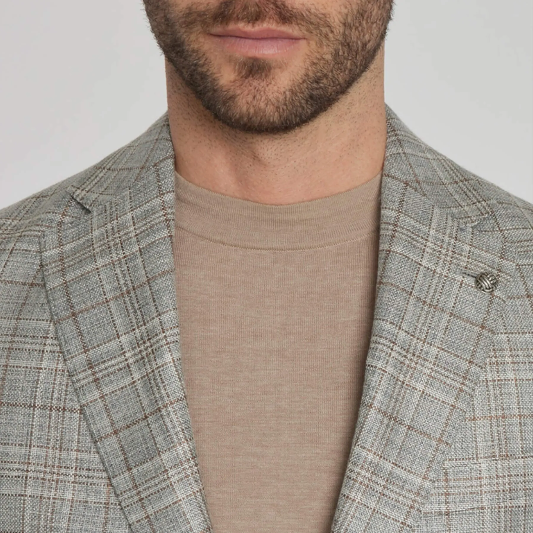 Jack Victor Grey Plaid Midland Wool and Linen Blazer