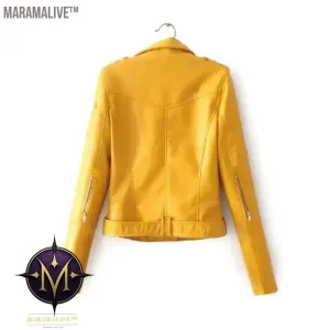Jacket Zipper Jacket Coat Plus Size Cool Women Short Jacket Autumn Sweet Black Slim Lady PU Leather Jackets Female Faux Femme