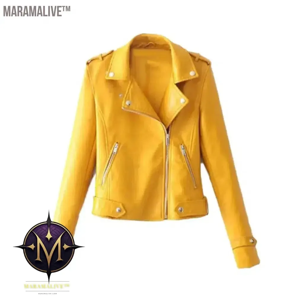 Jacket Zipper Jacket Coat Plus Size Cool Women Short Jacket Autumn Sweet Black Slim Lady PU Leather Jackets Female Faux Femme