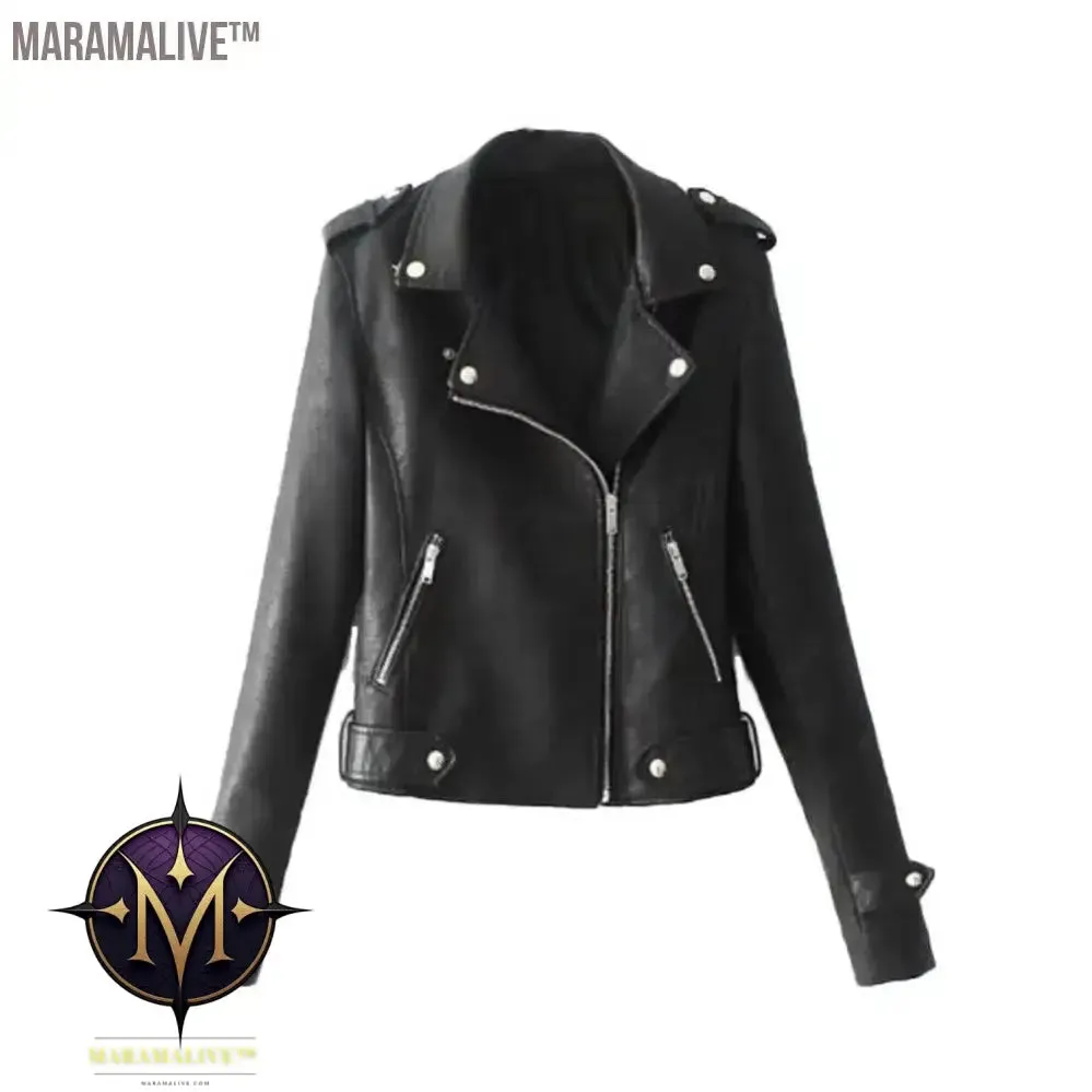 Jacket Zipper Jacket Coat Plus Size Cool Women Short Jacket Autumn Sweet Black Slim Lady PU Leather Jackets Female Faux Femme