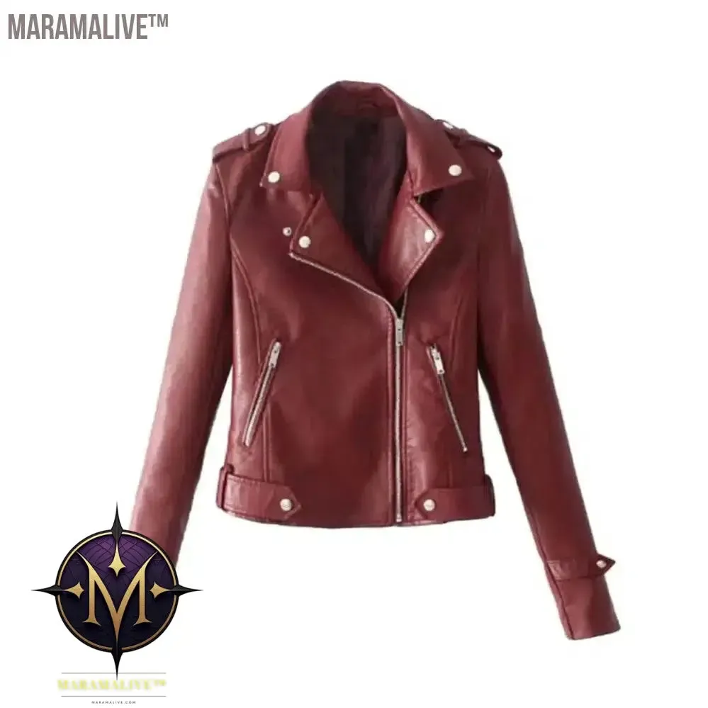 Jacket Zipper Jacket Coat Plus Size Cool Women Short Jacket Autumn Sweet Black Slim Lady PU Leather Jackets Female Faux Femme