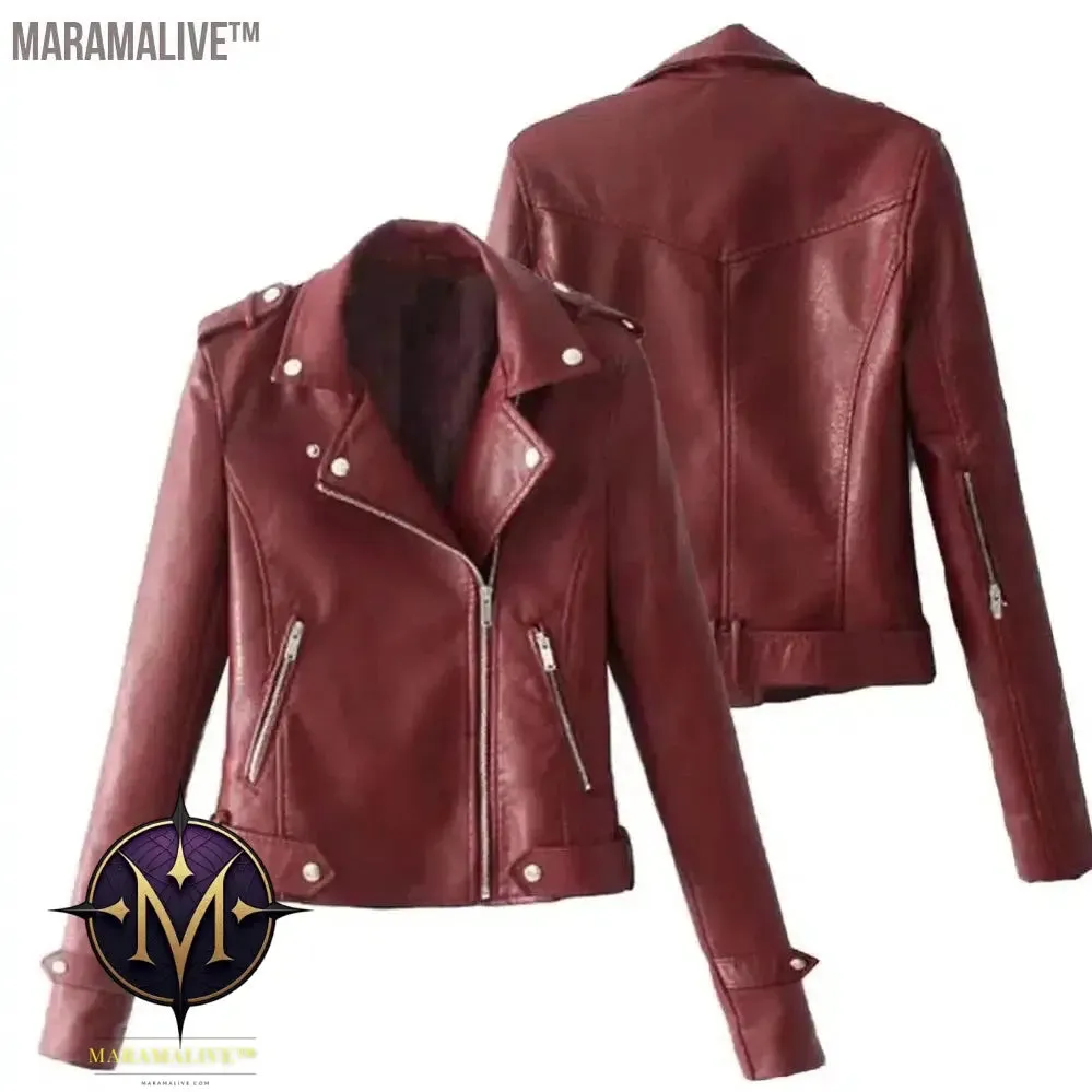 Jacket Zipper Jacket Coat Plus Size Cool Women Short Jacket Autumn Sweet Black Slim Lady PU Leather Jackets Female Faux Femme
