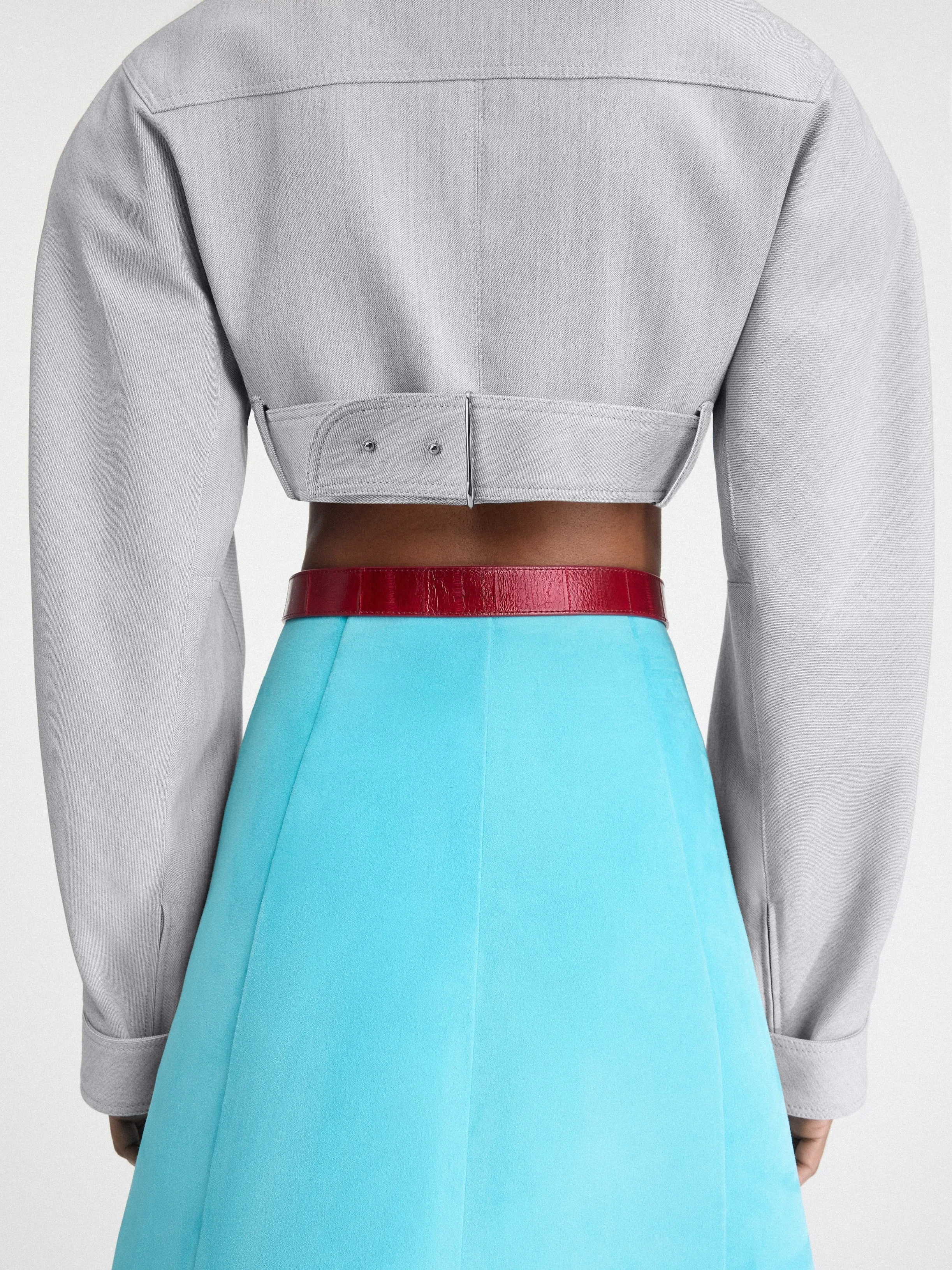 Jacquemus Cropped Moto Jacket in Light Grey