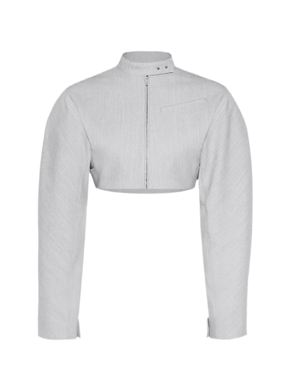 Jacquemus Cropped Moto Jacket in Light Grey