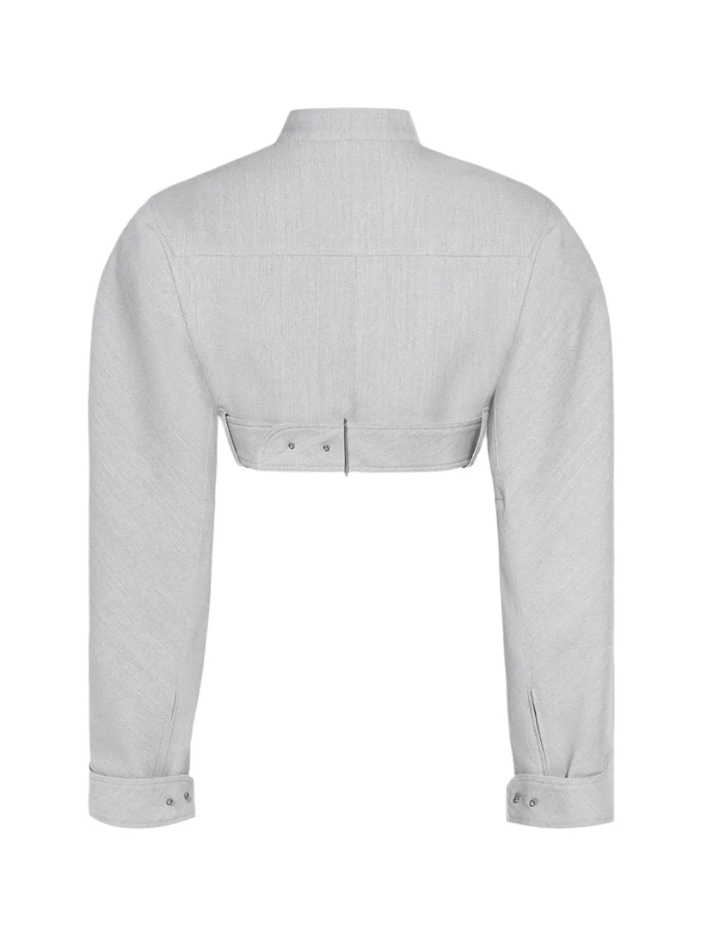 Jacquemus Cropped Moto Jacket in Light Grey