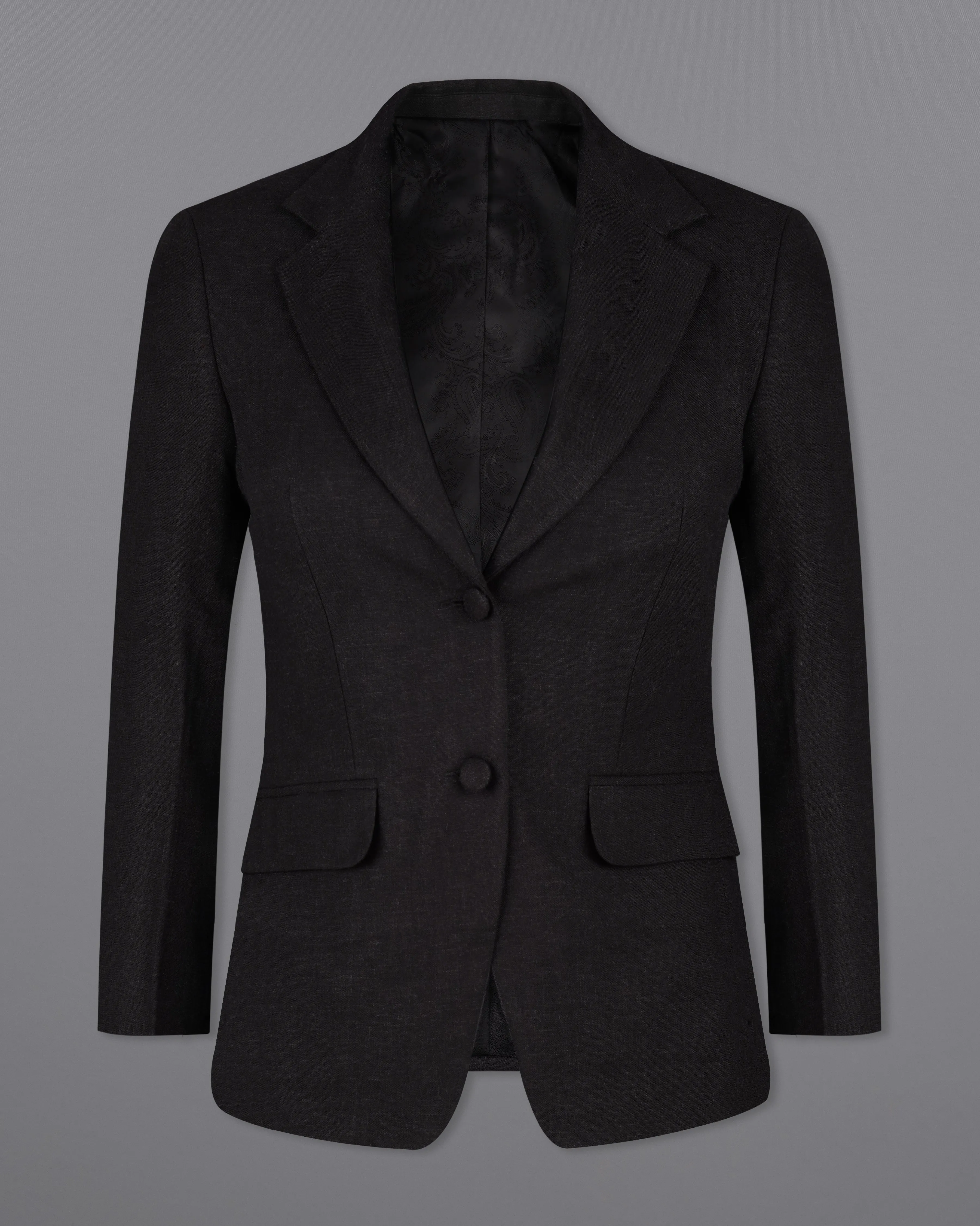 Jade Black Premium Linen Women's Blazer