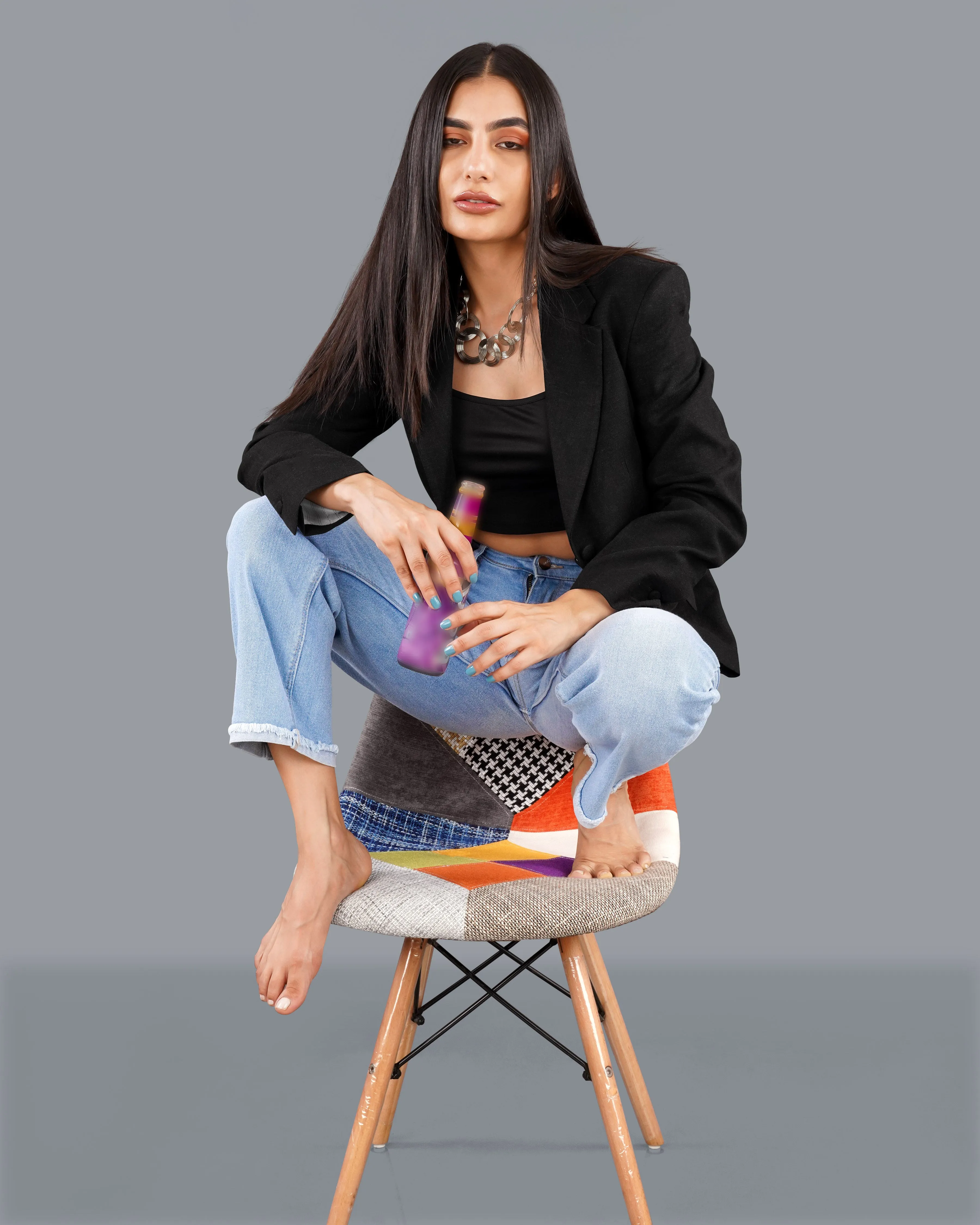 Jade Black Premium Linen Women's Blazer