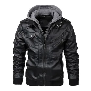Jaxon | Men's Leather Jacket with Hood