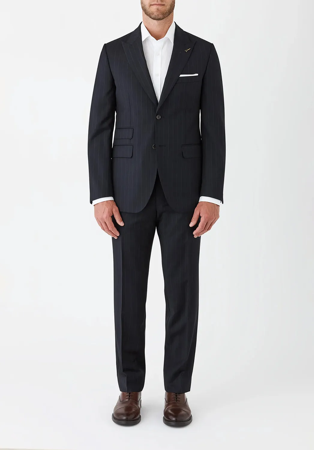 JOE BLACK CONVOY CHALK STRIPE AUST MERINO SUIT JACKET FJR807