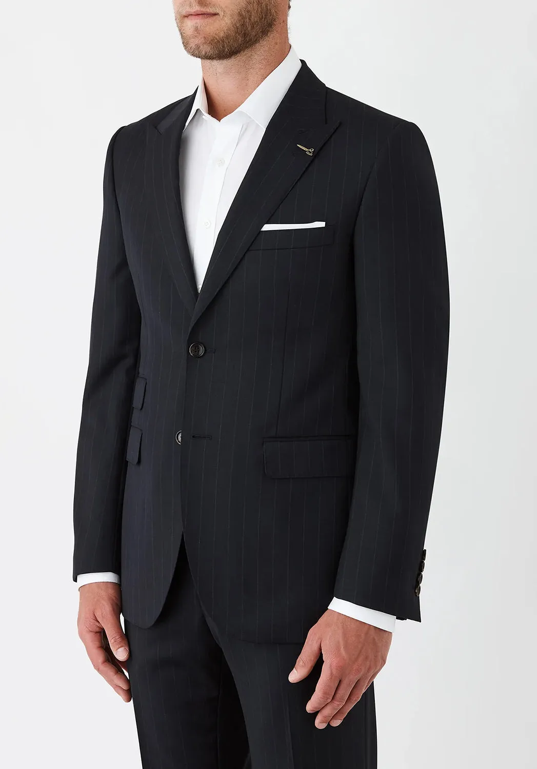 JOE BLACK CONVOY CHALK STRIPE AUST MERINO SUIT JACKET FJR807
