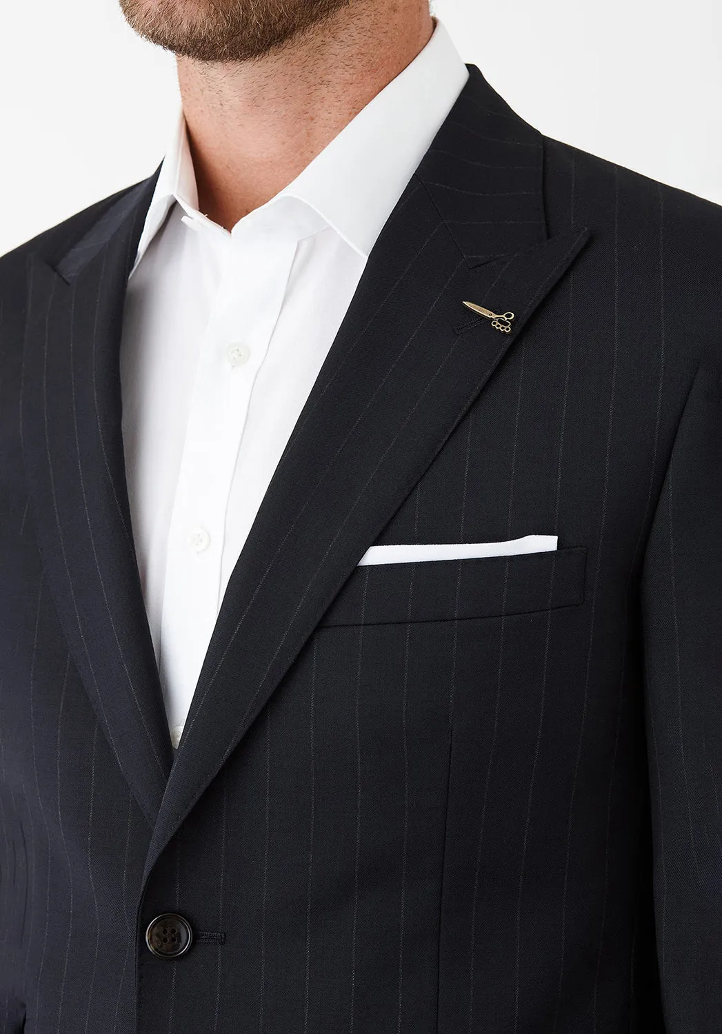 JOE BLACK CONVOY CHALK STRIPE AUST MERINO SUIT JACKET FJR807