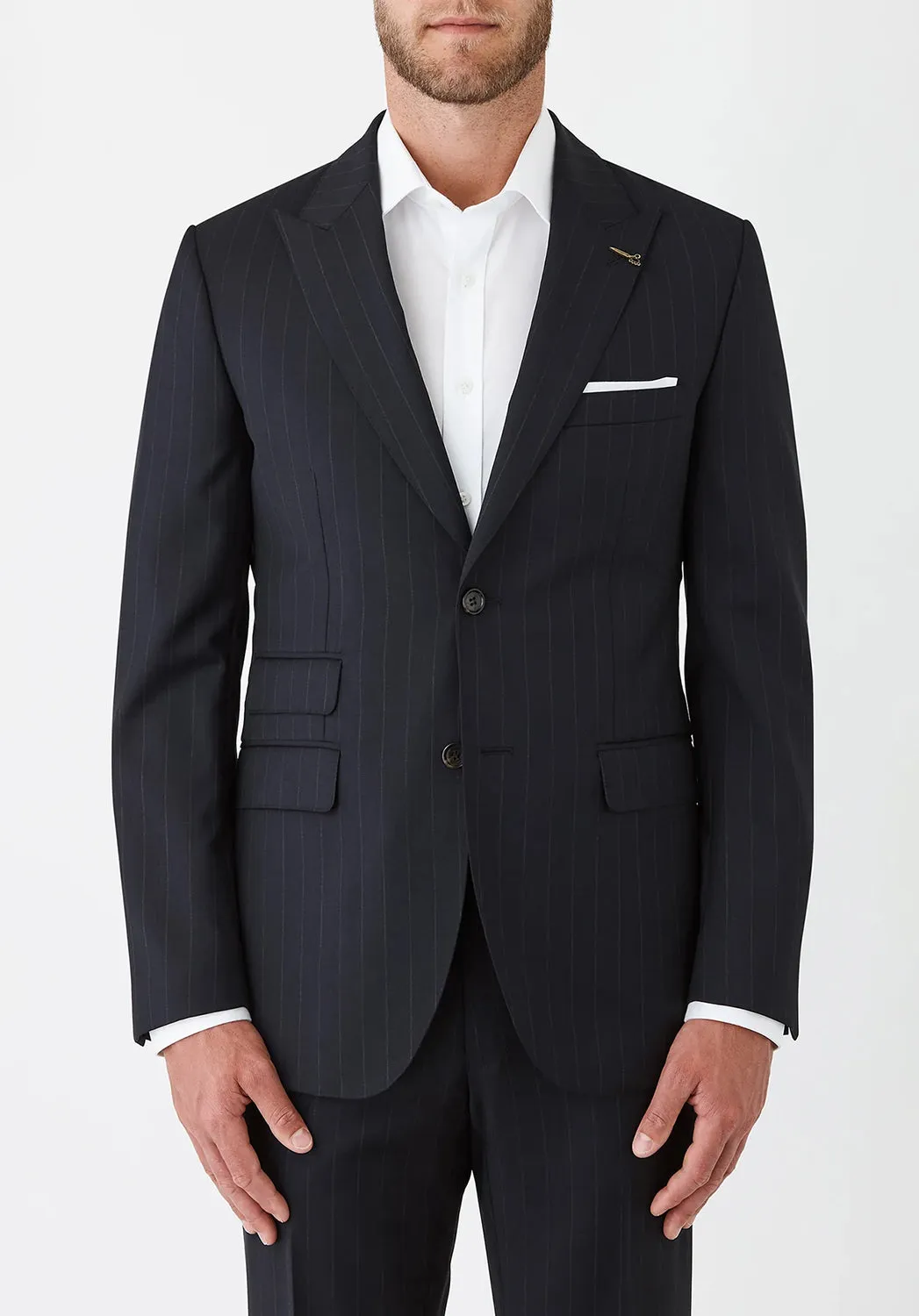 JOE BLACK CONVOY CHALK STRIPE AUST MERINO SUIT JACKET FJR807