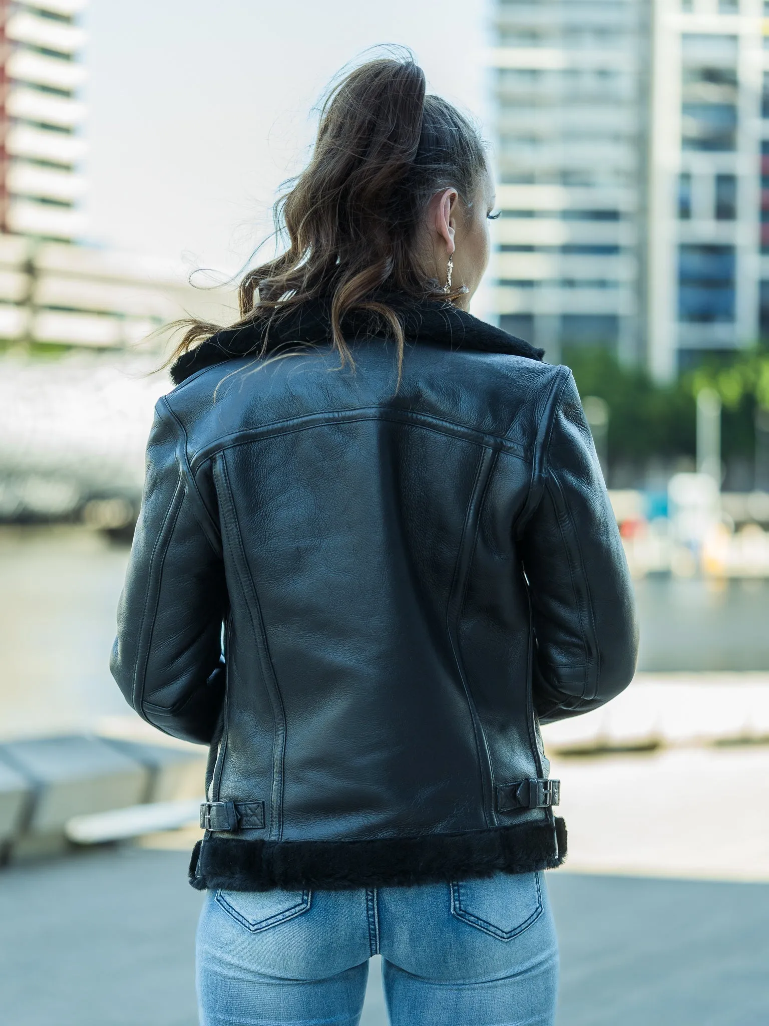 June Black Sheepskin Jacket