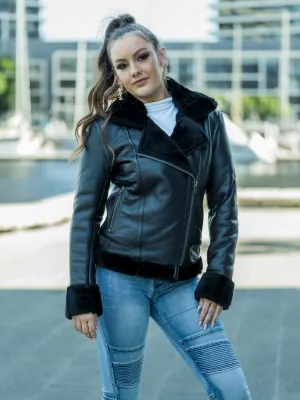 June Black Sheepskin Jacket