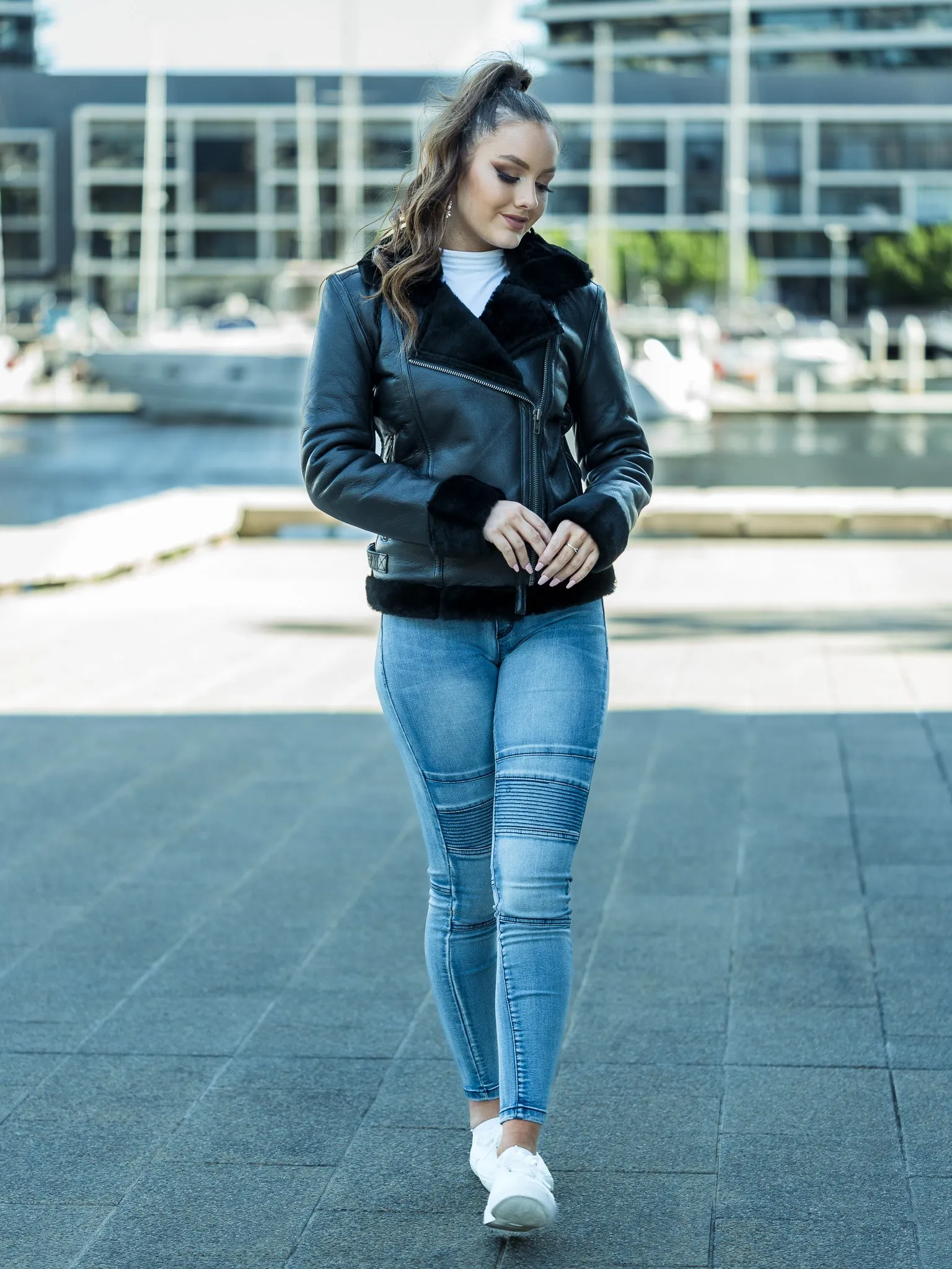 June Black Sheepskin Jacket