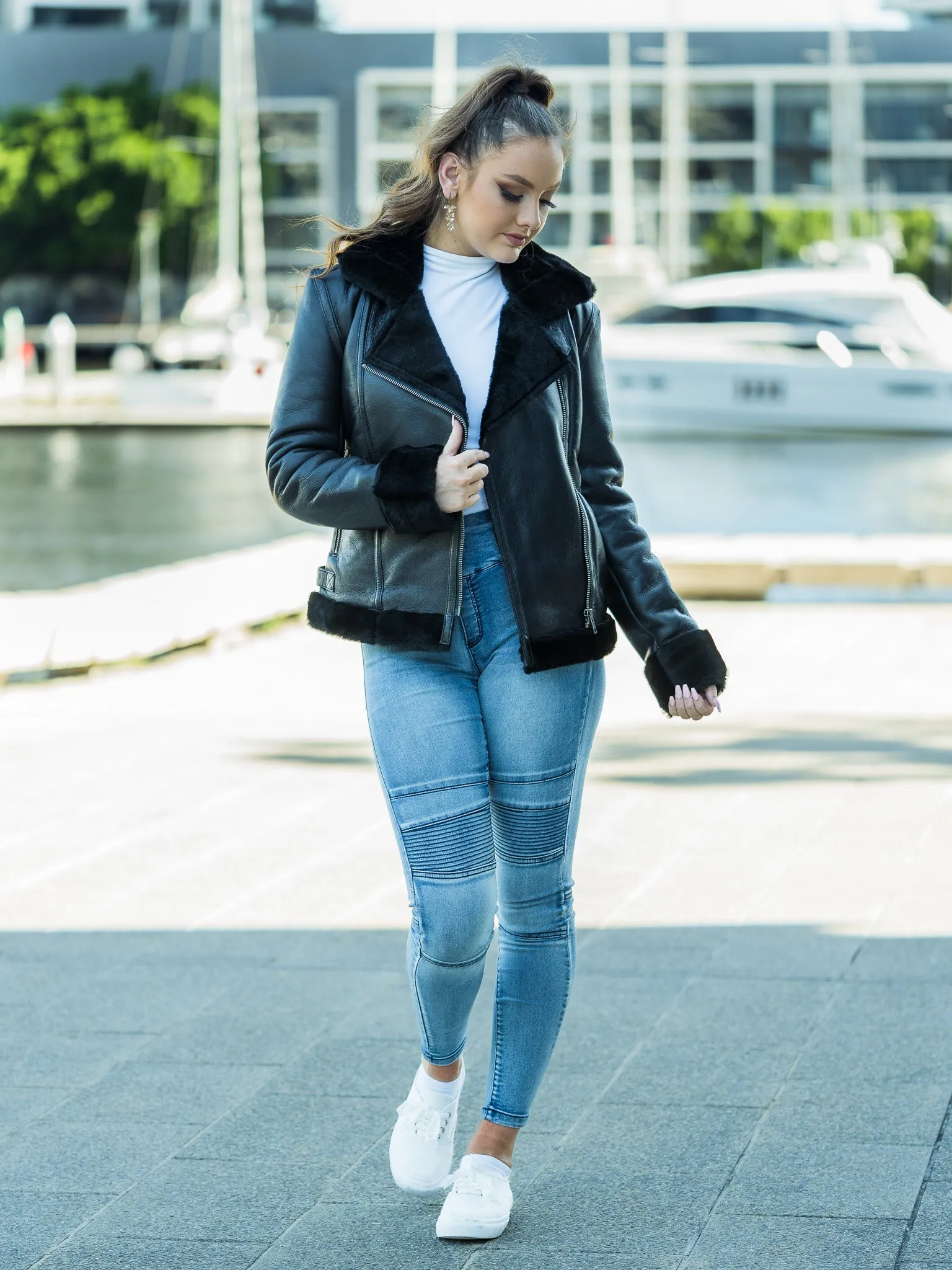 June Black Sheepskin Jacket