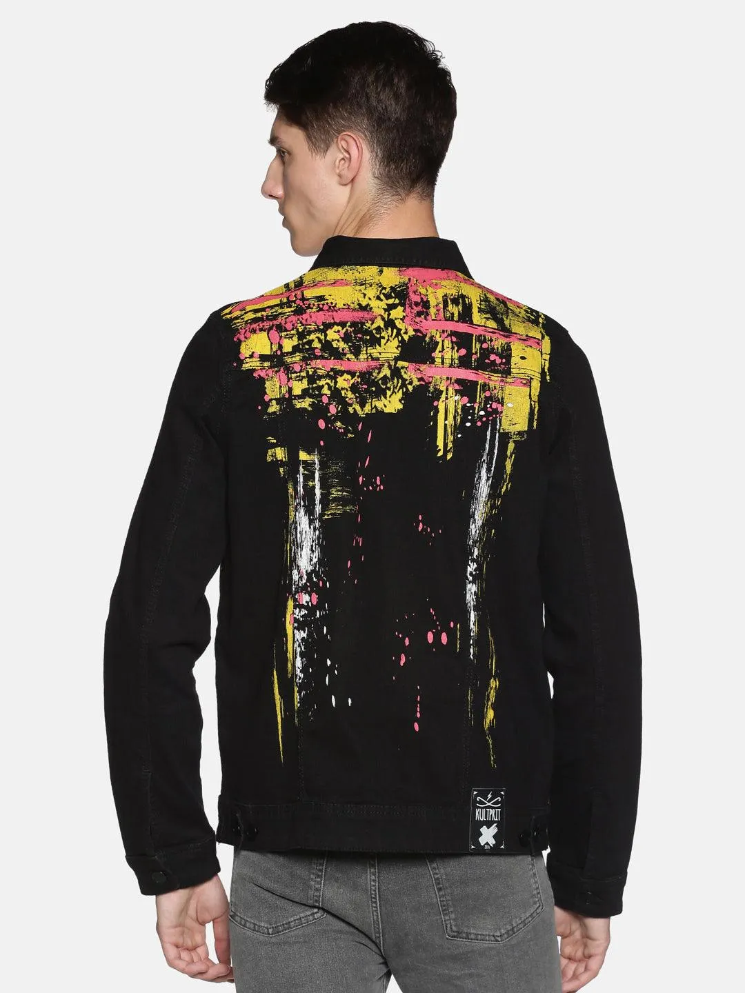 Kultprit Men's Full Sleeves Denim Jackets With PlaceMent Print