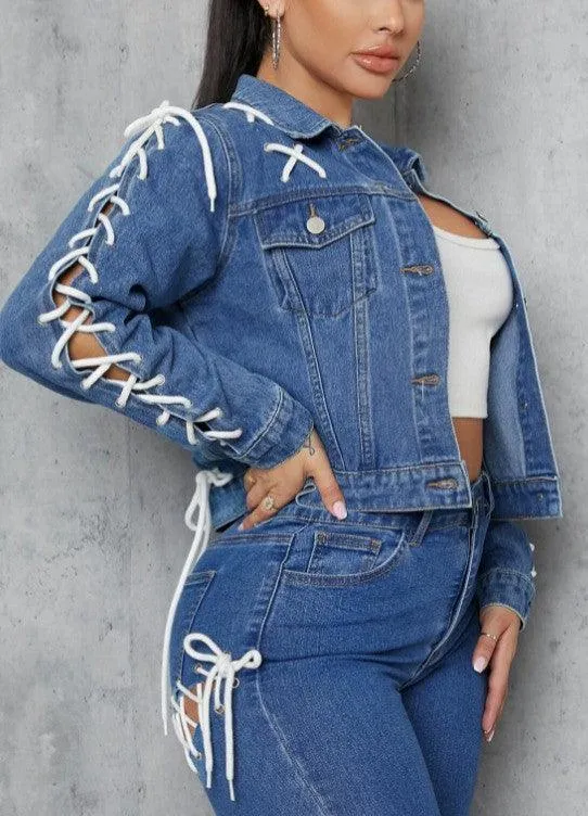 LACE UP DENIM JACKETS