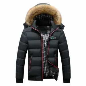 Lacoste- Winter fleece Thicken Warm Jacket Men Hoodied Parka Men high quality Waterproof Jacket Parkas Coat Mens Hoodies Jacket