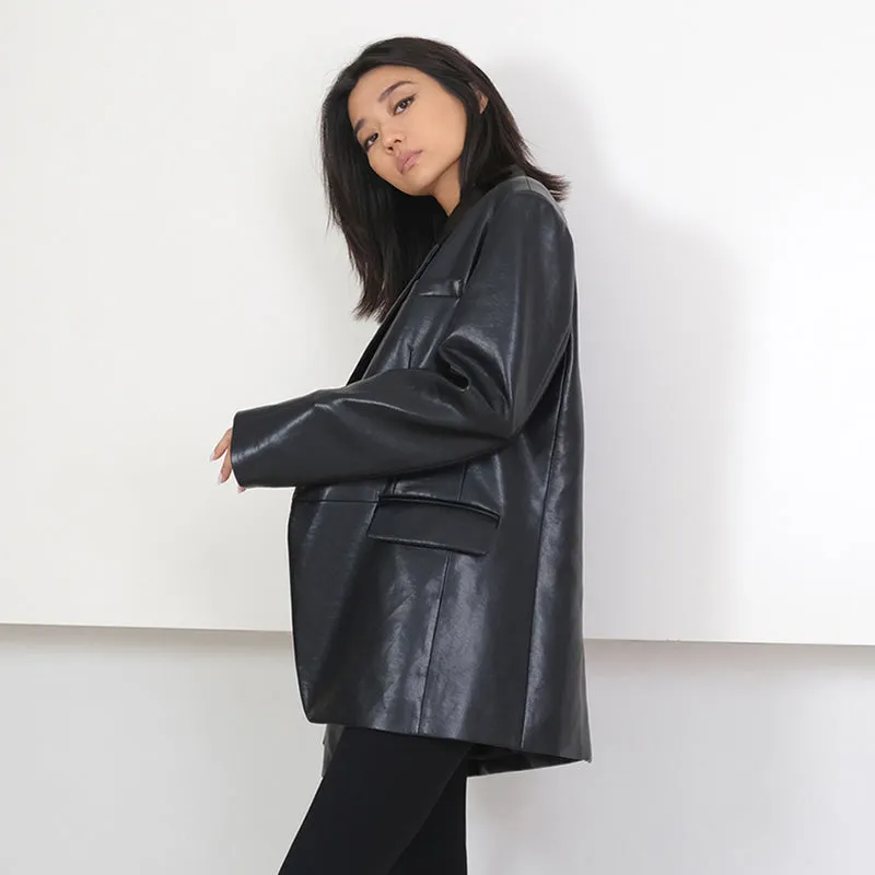 Lady Fashion Real Leather Long Jackets Female Sheepskin Coat Jacket Mid Length Outwear Spring Autumn Blazer TF4778