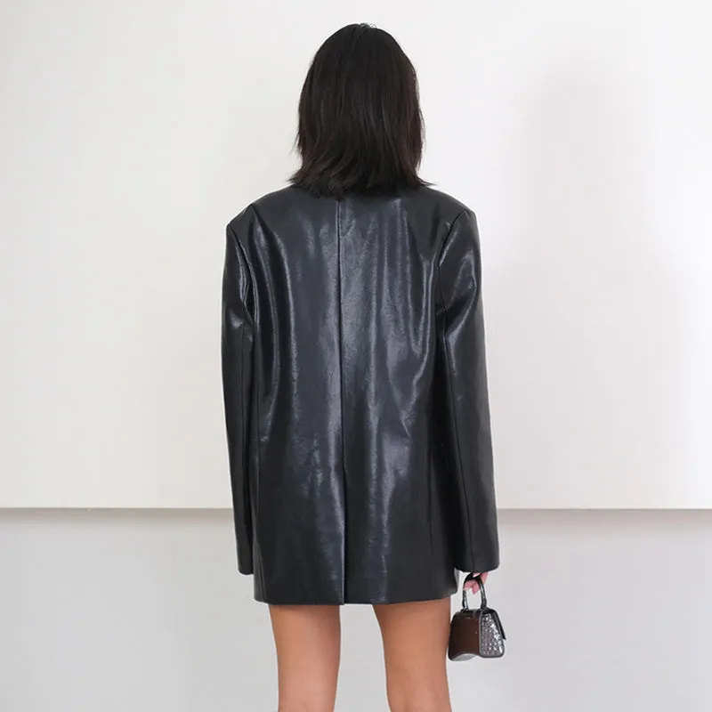 Lady Fashion Real Leather Long Jackets Female Sheepskin Coat Jacket Mid Length Outwear Spring Autumn Blazer TF4778