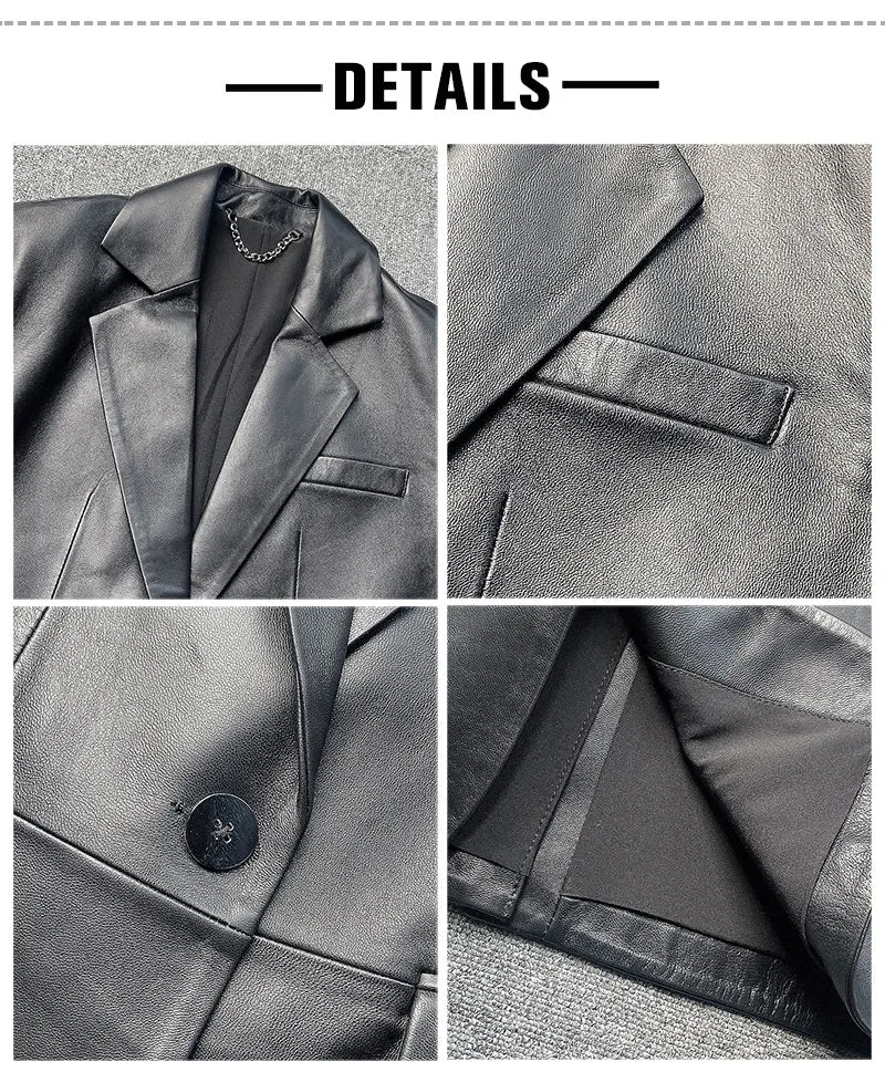 Lady Fashion Real Leather Long Jackets Female Sheepskin Coat Jacket Mid Length Outwear Spring Autumn Blazer TF4778
