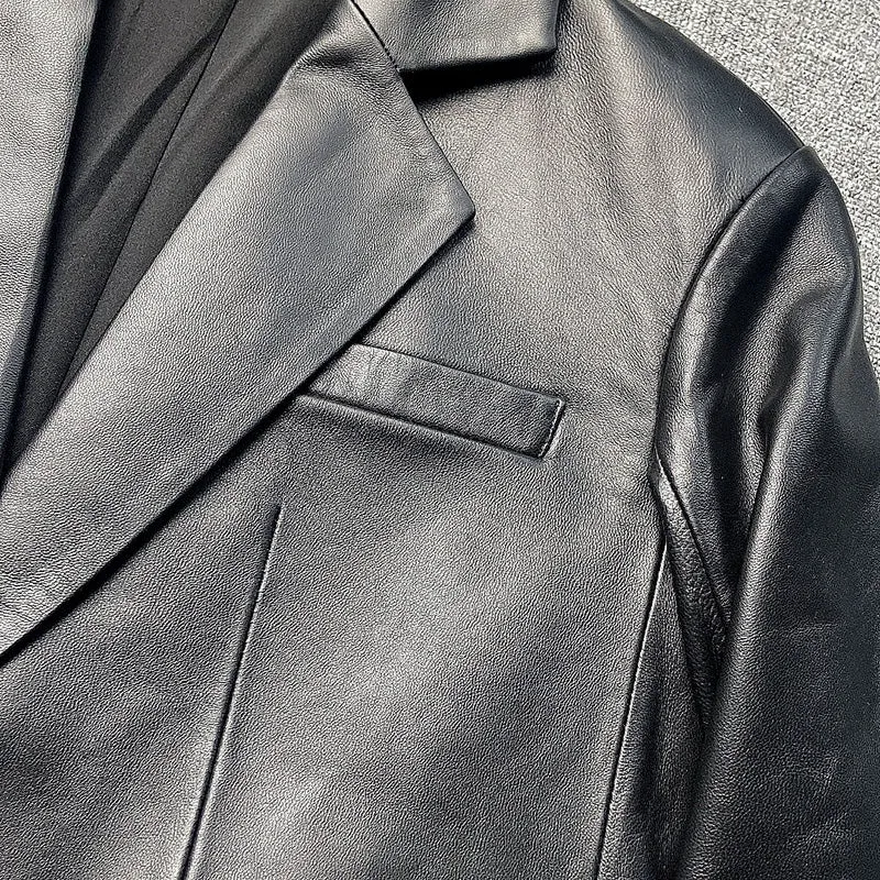 Lady Fashion Real Leather Long Jackets Female Sheepskin Coat Jacket Mid Length Outwear Spring Autumn Blazer TF4778