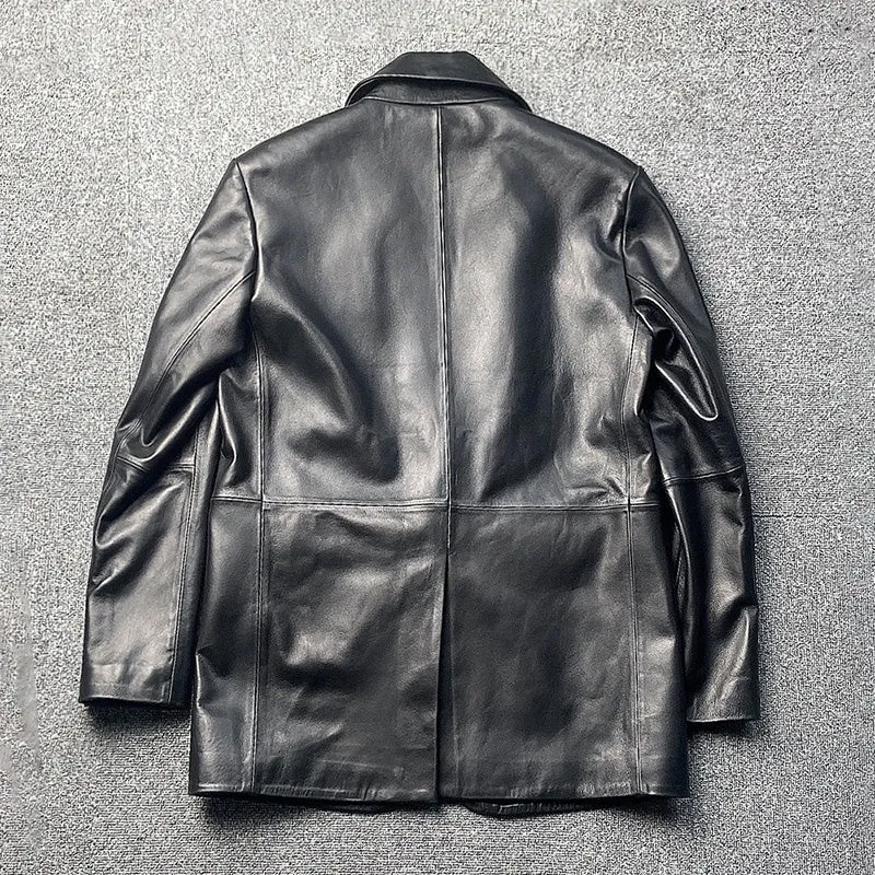 Lady Fashion Real Leather Long Jackets Female Sheepskin Coat Jacket Mid Length Outwear Spring Autumn Blazer TF4778