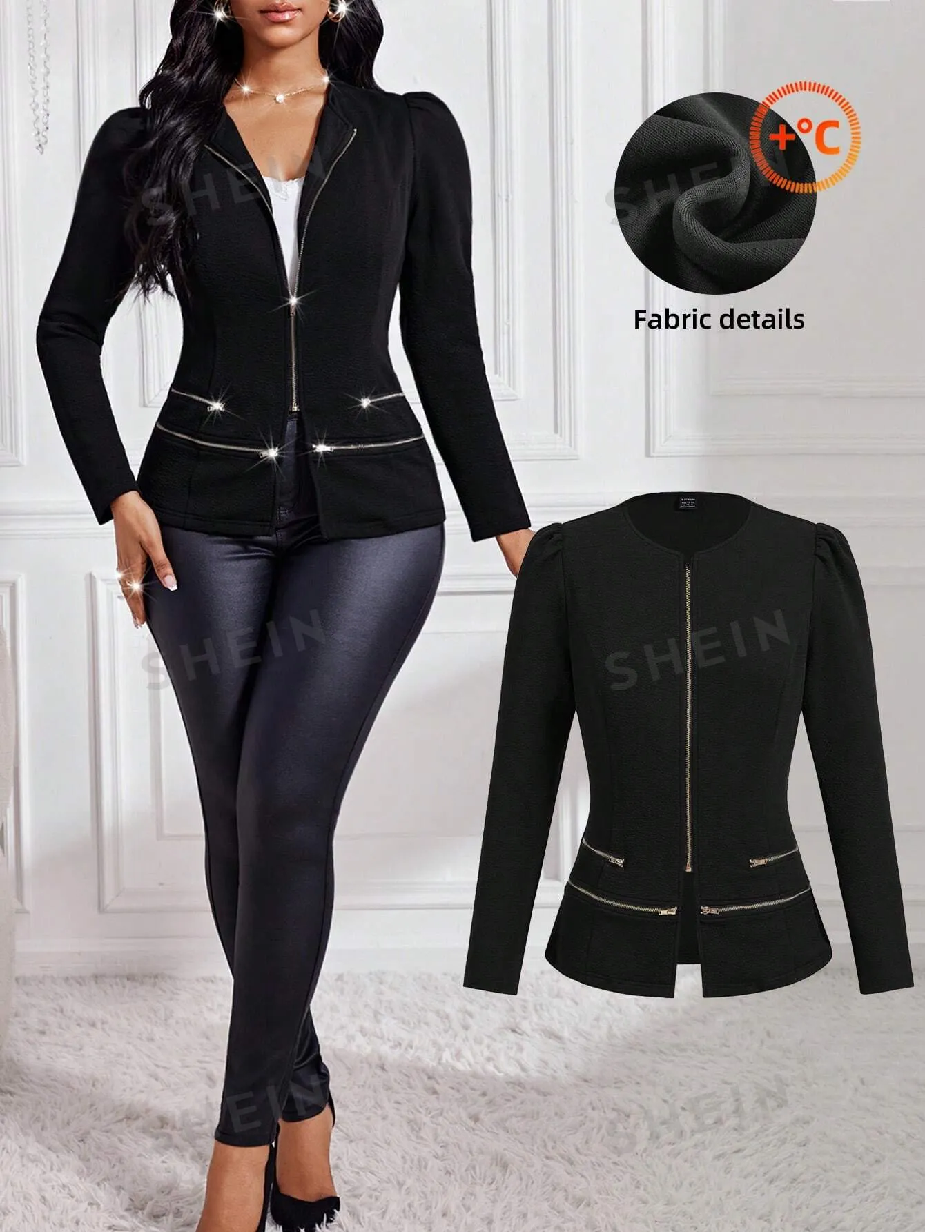 Lady Women Blazer Cropped Open Front Zipper Dress Coat Fall Women Jackets Winter Women Coat Business Casual Blazers