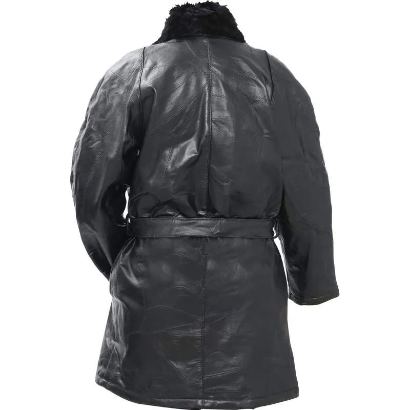 Lambskin Leather Ladies Coat with Genuine Rabbit Fur Collar Arielle™ Italian Stone™ Design CLEARANCE Free Shipping
