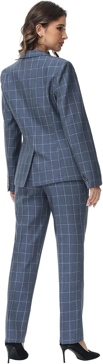 Lamgool Women's 2 Piece Plaid Suit Lady's Business Suit
