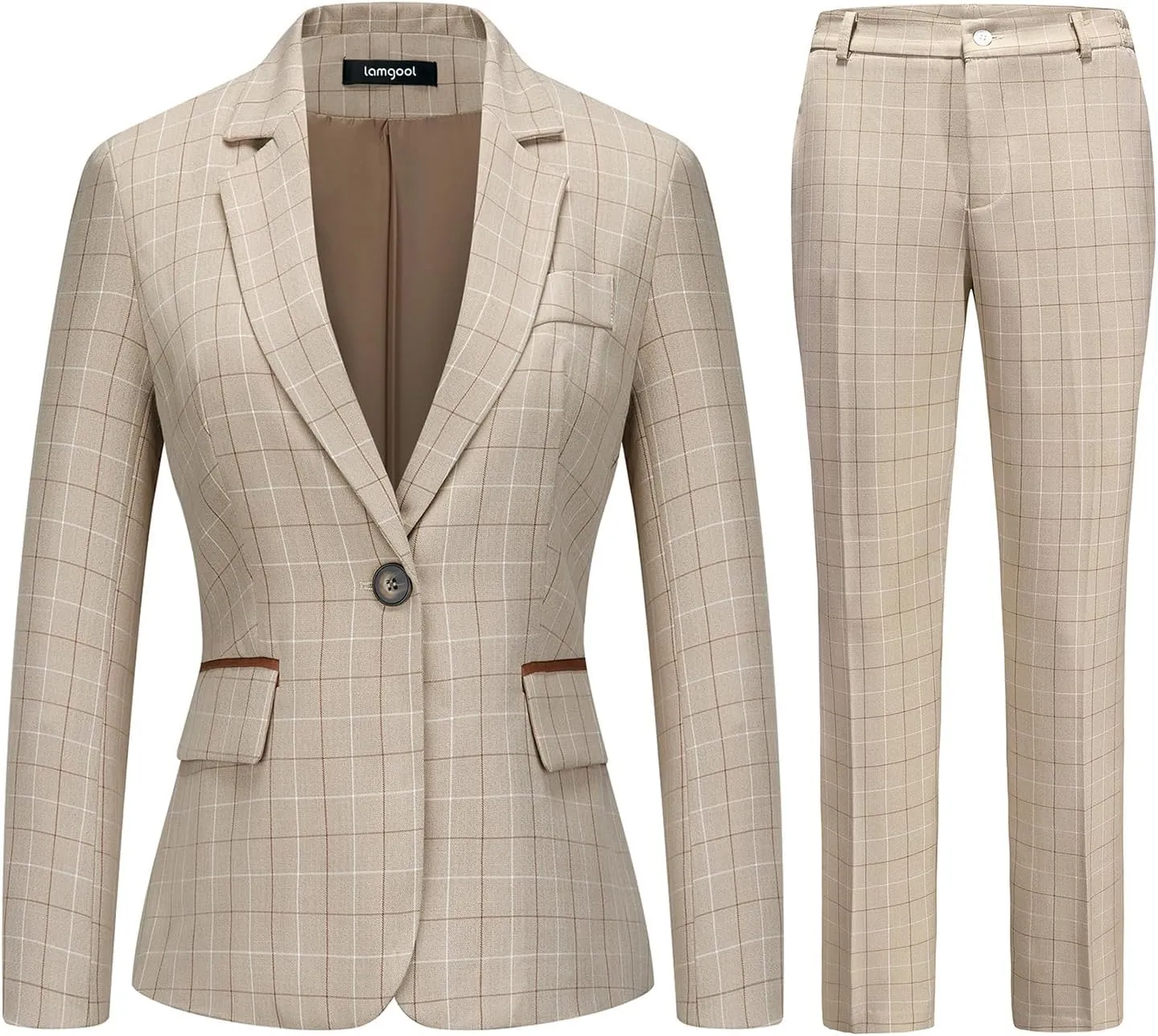 Lamgool Women's 2 Piece Plaid Suit Lady's Business Suit