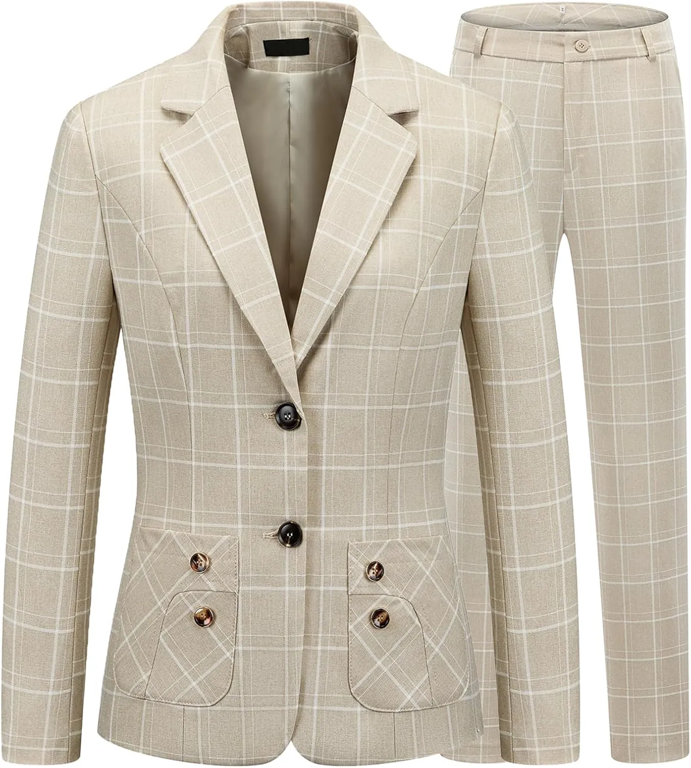 Lamgool Women's 2 Piece Plaid Suit Lady's Business Suit